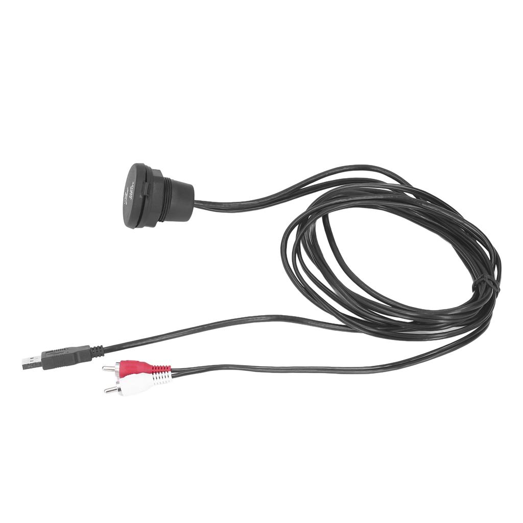 6ft Flush Mount Cable Kit USB3.0 Male to Female 2 RCA to 3.5mm Female for Motorcycles Cars Dashboard