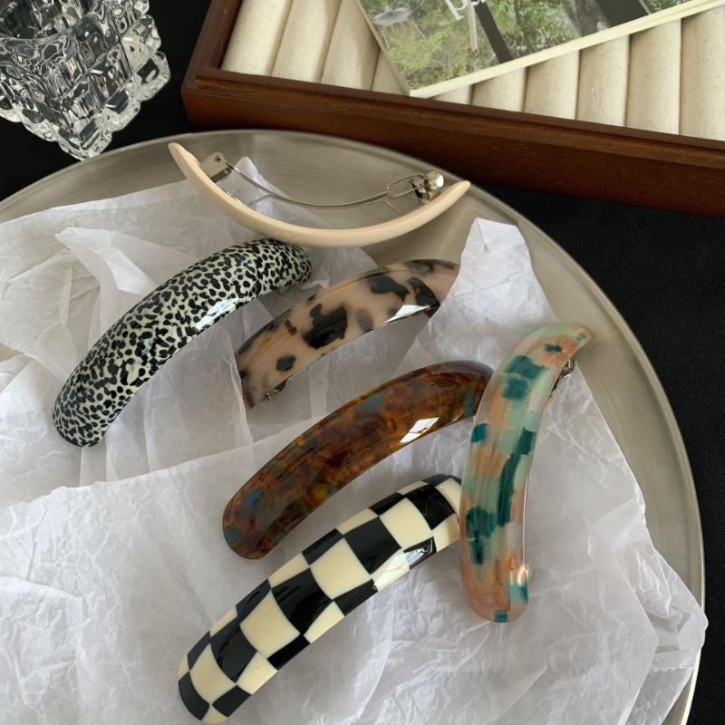 Retro Leopard Hairpins Spring Clip Colorful Acetate Hair Clips Womens Elegant Exquisite Barrettes Lady Fashion Hair Accessories