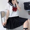 JK Cosplay Set Sailor Uniform High School Girl Costume [Cedar Eight] 3-Piece (Short Sleeves, L)