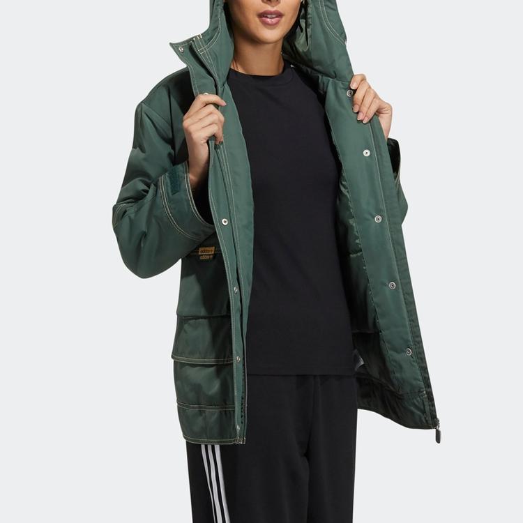 Adidas Originals Velcro Design Casual Sports Cotton Jacket Women Jacket Forest-Green GN9079