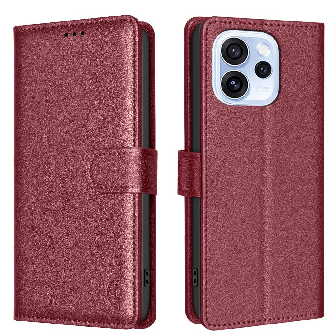 

Для Oppo Reno15 F 5G Шкіряний чохол BINFEN COLOR BF32 Гаманець Блокування RFID Захисна кришка для телефону