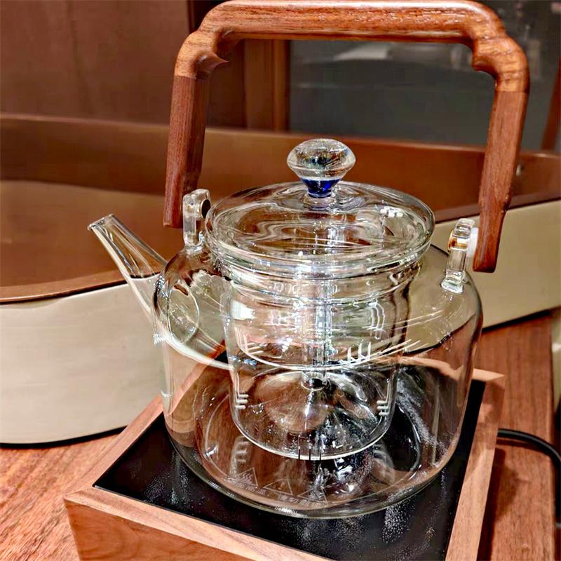 

1500ML Starry Sky Lid Glass Teapot With Wooden Beam Steaming and Cookig Tea Pot With Infsuer Kungfu Tea Set Teaware чистый