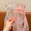 Hair Accessories Crown Gauze Headband Headwear Lace Mesh Hair Hoop Fairy Crown Hairband  Girls