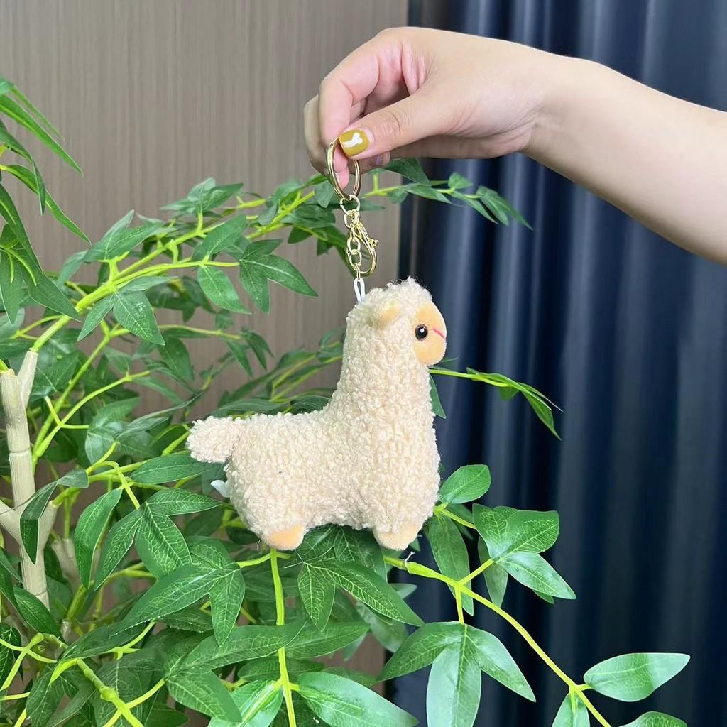 And Charming White Pink Alpaca Plush Doll Keychain Fluffy Adorable Bag Pendant