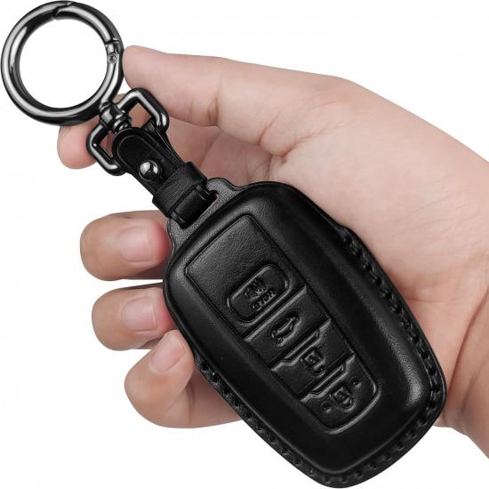 Tukellen for Toyota Key Fob Cover  Leather With Keychain,Leather Key Case Compatible with -2025 Rav4 - Highlander Corolla Prius 2018-2024 Camry