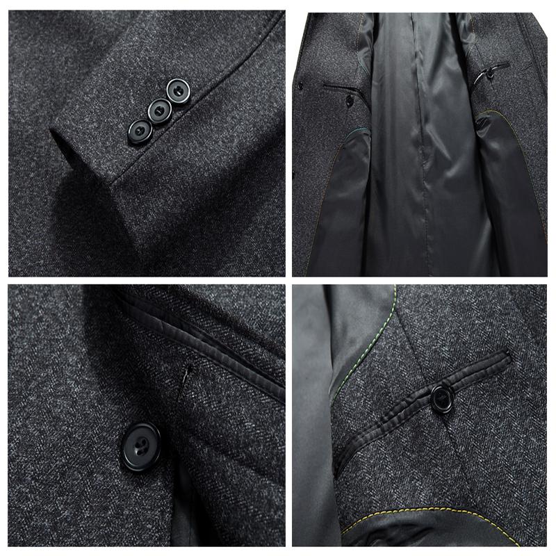 Men Wool Coat Autumn Winter Wool Overcoat Woolen Jacket Male Pea Coat Plus Size 7XL
