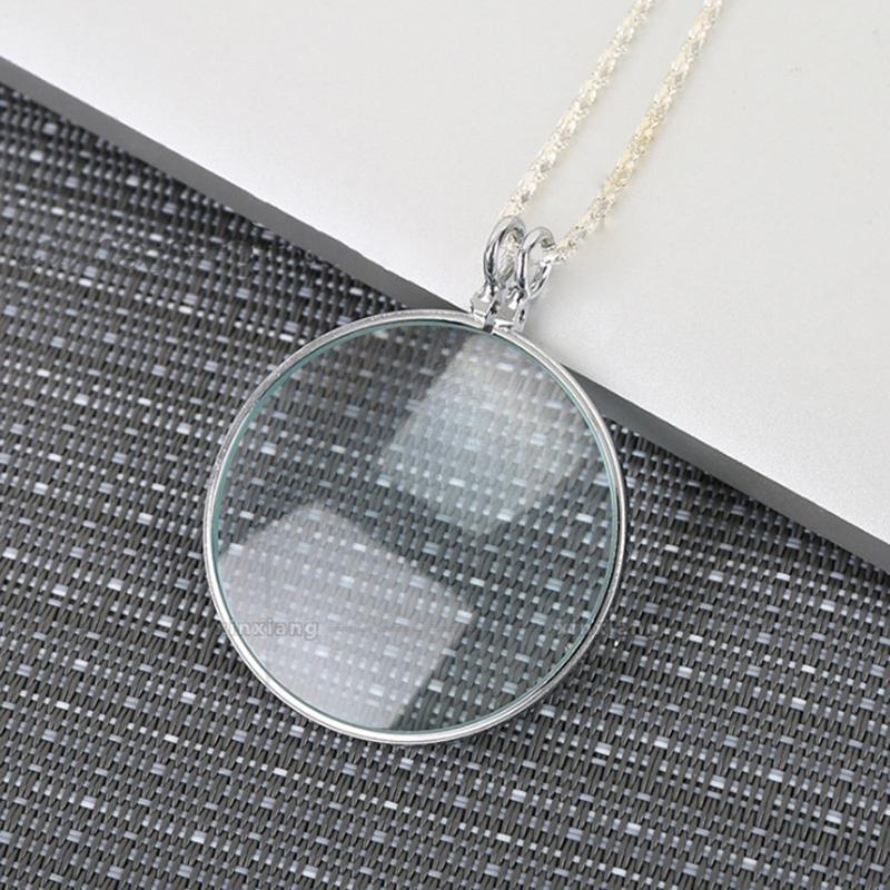 Necklace Jewelry Optical Magnifier with Chain Necklace Neckglasses Portable Monocle for Reading Collecting Library Gift