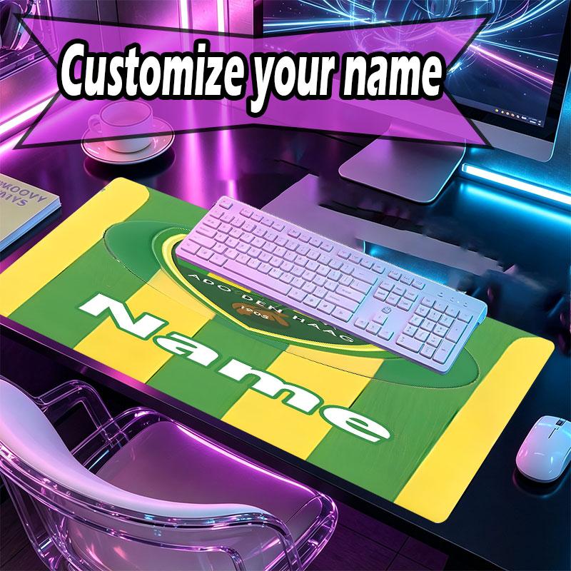 Custom Name Personalized ADO Den Haag Pattern Mousepad, Laptop PC Desk Mat, Decorative Desk Mat for Home Keyboard Pad Gift