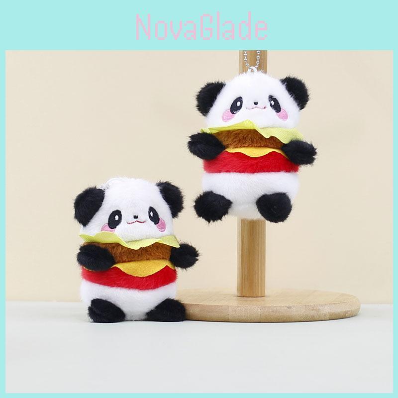Adorable Hamburger Panda Plush Toy Keychain Cute Stuffed Animal Doll Accessory