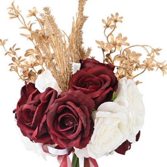 Bröllopsbuketter för Brud Brudtärna Konstgjord Fusk Silke Ros Blomma Brudbukett för Bröllop Bal Ceremoni Hemkomst Jubileum Dekor