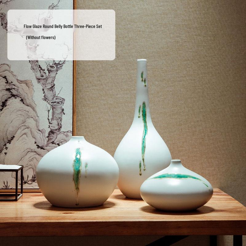 Zen Dried Flowers Vase Ornament for Dining Table, Entrance Hall, Living Room, or TV Cabinet