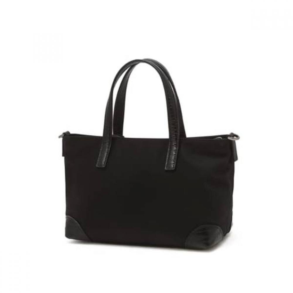 DakS Black Croco Leather Nylon Tote Bag S