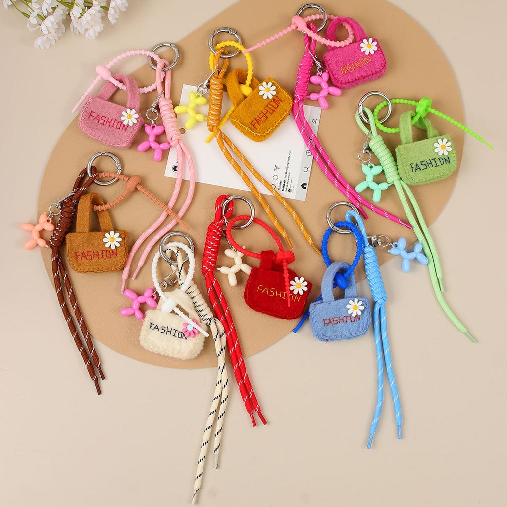 Ins wind wool felt mini bag cute balloon dog braided rope bag pendant versatile keychain car hanging