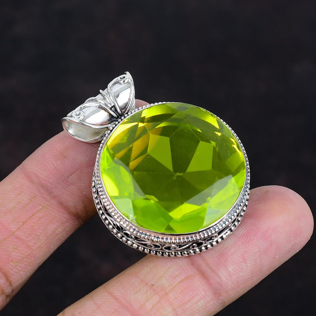 Faceted Lemon Topaz Pendant Genuine Gemstone Pendant Wonderful Vintage Pendant 925 Sterling Silver Pendant Handmade Jewelry Gifts for Women