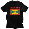 Anpassade herr-T-shirts med Grenadas flagga Kortärmad Bomulls-T-shirt Streetwear-T-shirt Casual T-shirt Smal passform Kläder