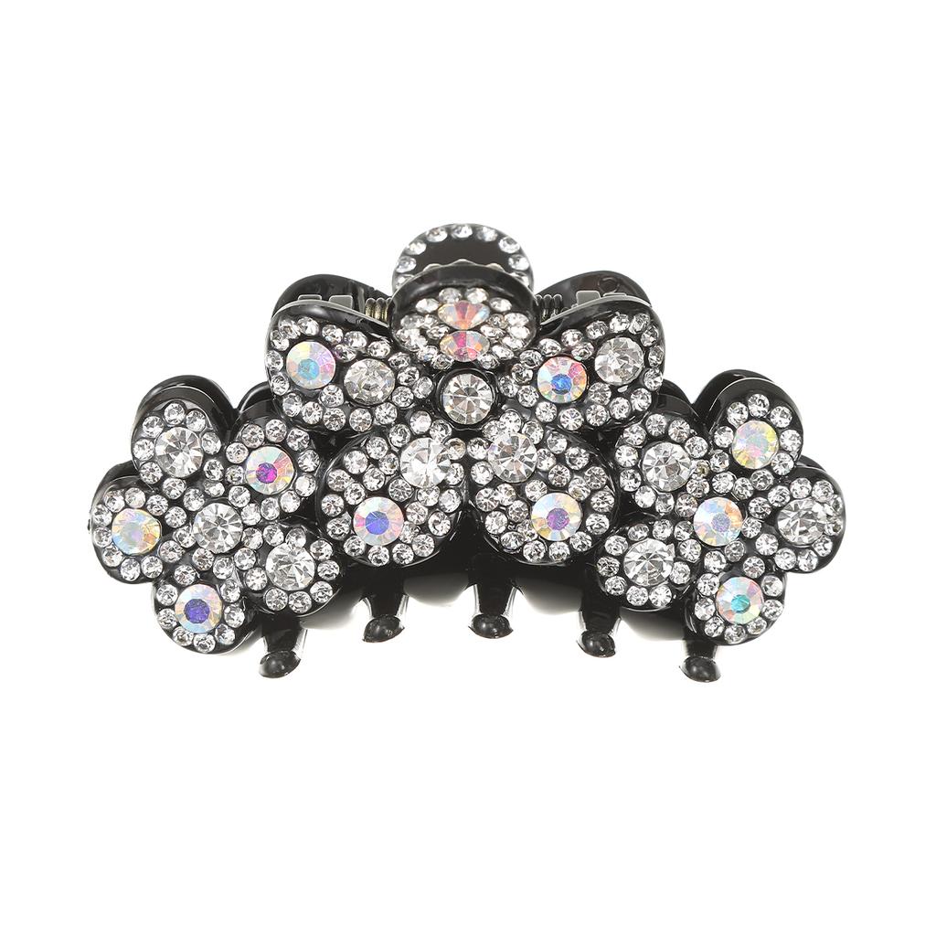 AWAYTR Glitzernde Strass-Blume Haarklammer Haarspange Mädchen Koreanische Pferdeschwanz-Haarnadel Frauen Hai-Klammer Temperament Haarklammer