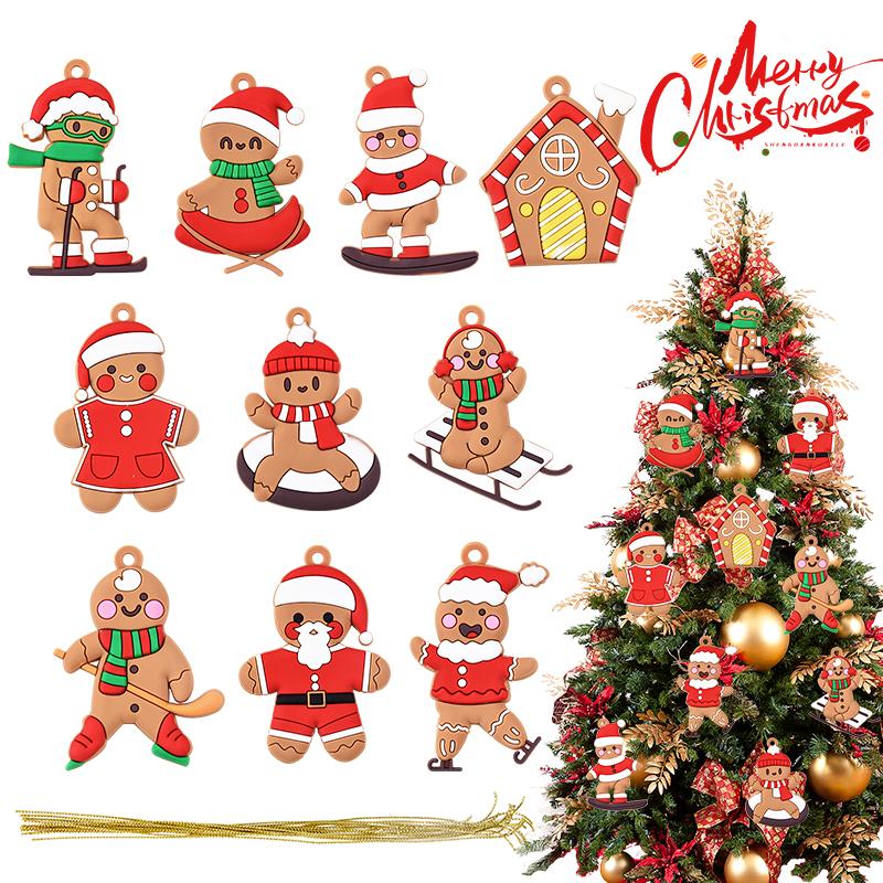 10pcs Sport Gingerbread Man Pendants Christmas Tree Hanging Ornament 2025 Xmas Noel Navidad Home Decoration New Year Gift 2025