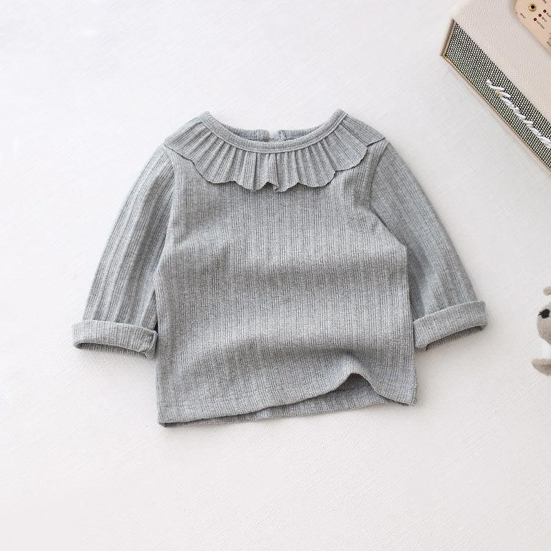 

Весна Осень Малыш Малыш Детская Одежда Девочки Футболка Топы Детские Футболки Рубашки для Девочек Длинный Рукав Блузка для Девочек Детские Футболки 110 серый