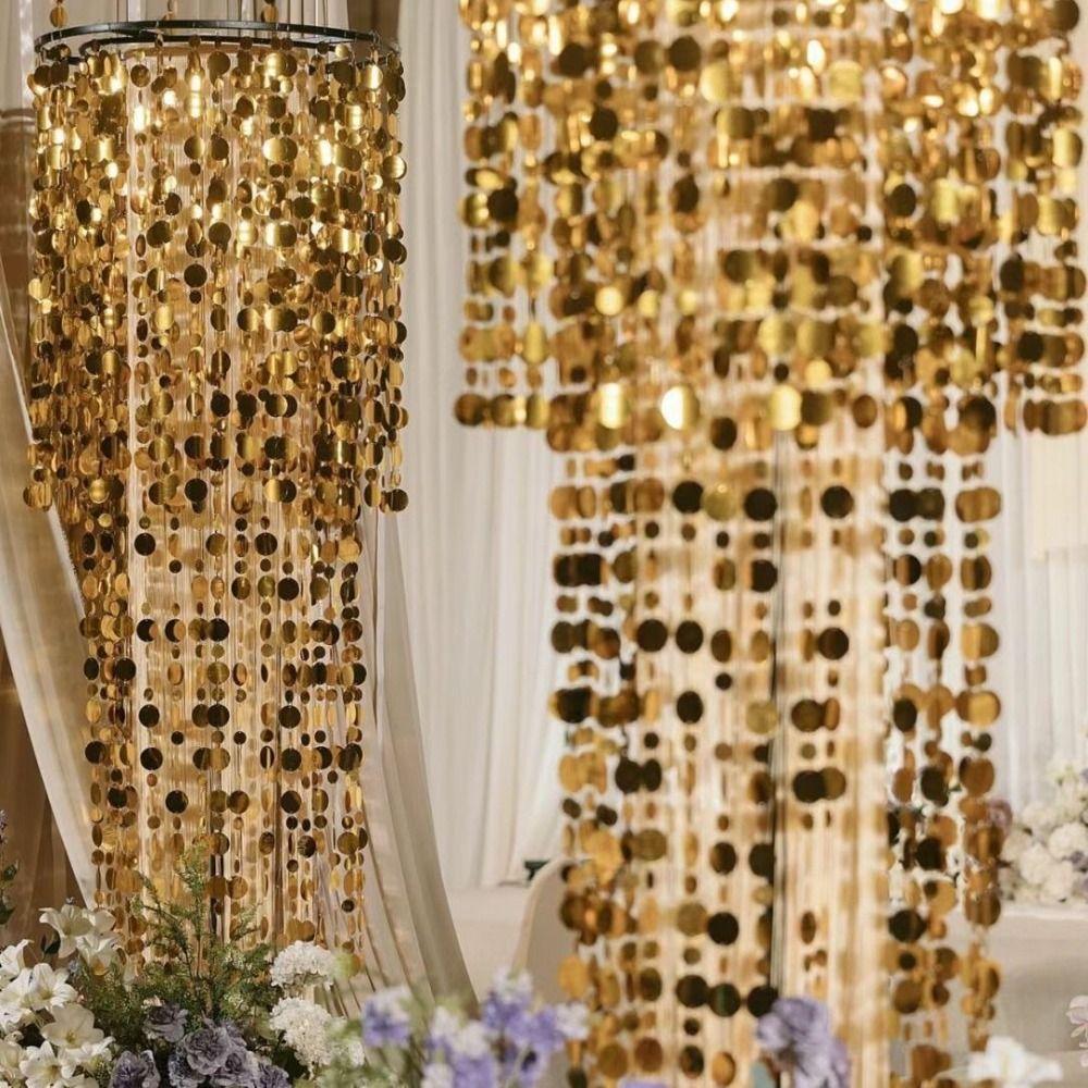 10PCS PVC Sequins Hanging Foil Curtains 1 Meter Round Sequin Rain Curtain Baby Shower Party