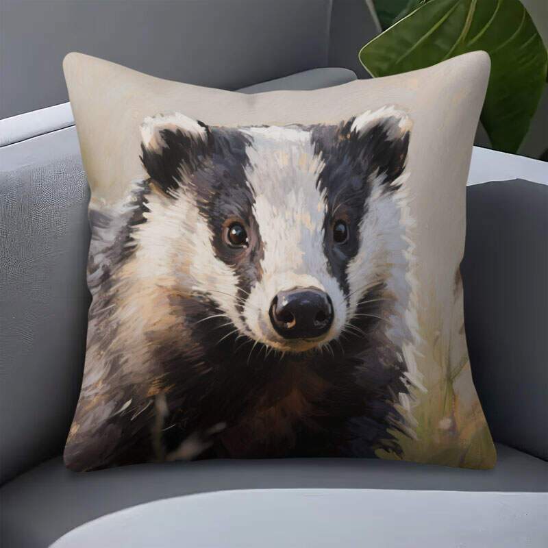 Federa per Cuscino Decorativa Ritratto di Tasso Carino Stampa Stile Pittura ad Olio Animale per Amanti della Fauna Selvatica Decorazione per la Casa