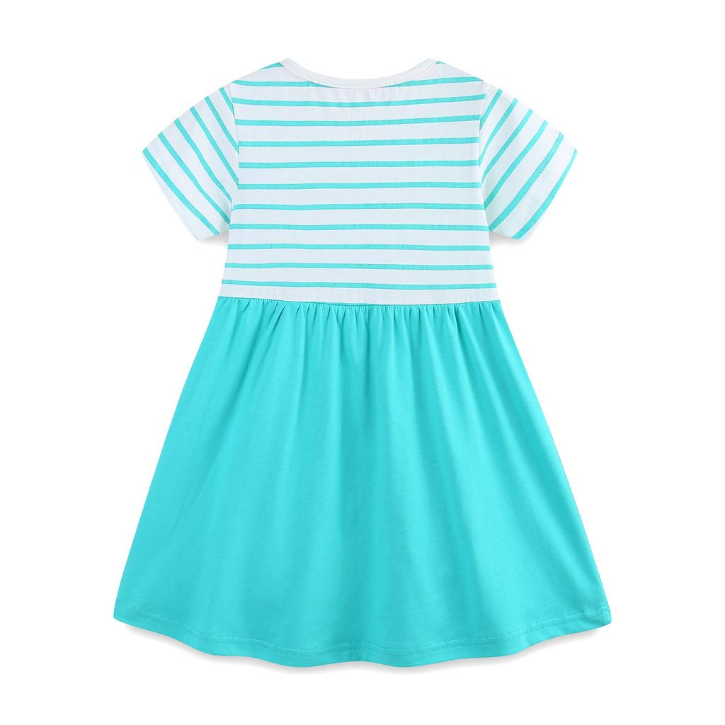 Girls' Summer New Arrival Dress with Appliqué Embroidery Children's Princess Dress Knitted Cotton Crew Neck Short Sleeve Children's Dress