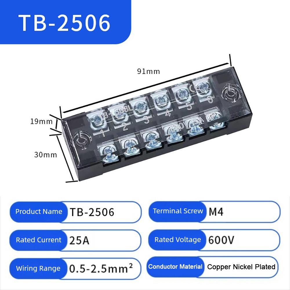 600V Screw Terminal Block 3-20 Positions Fixed Wiring Connector Industrial Wiring