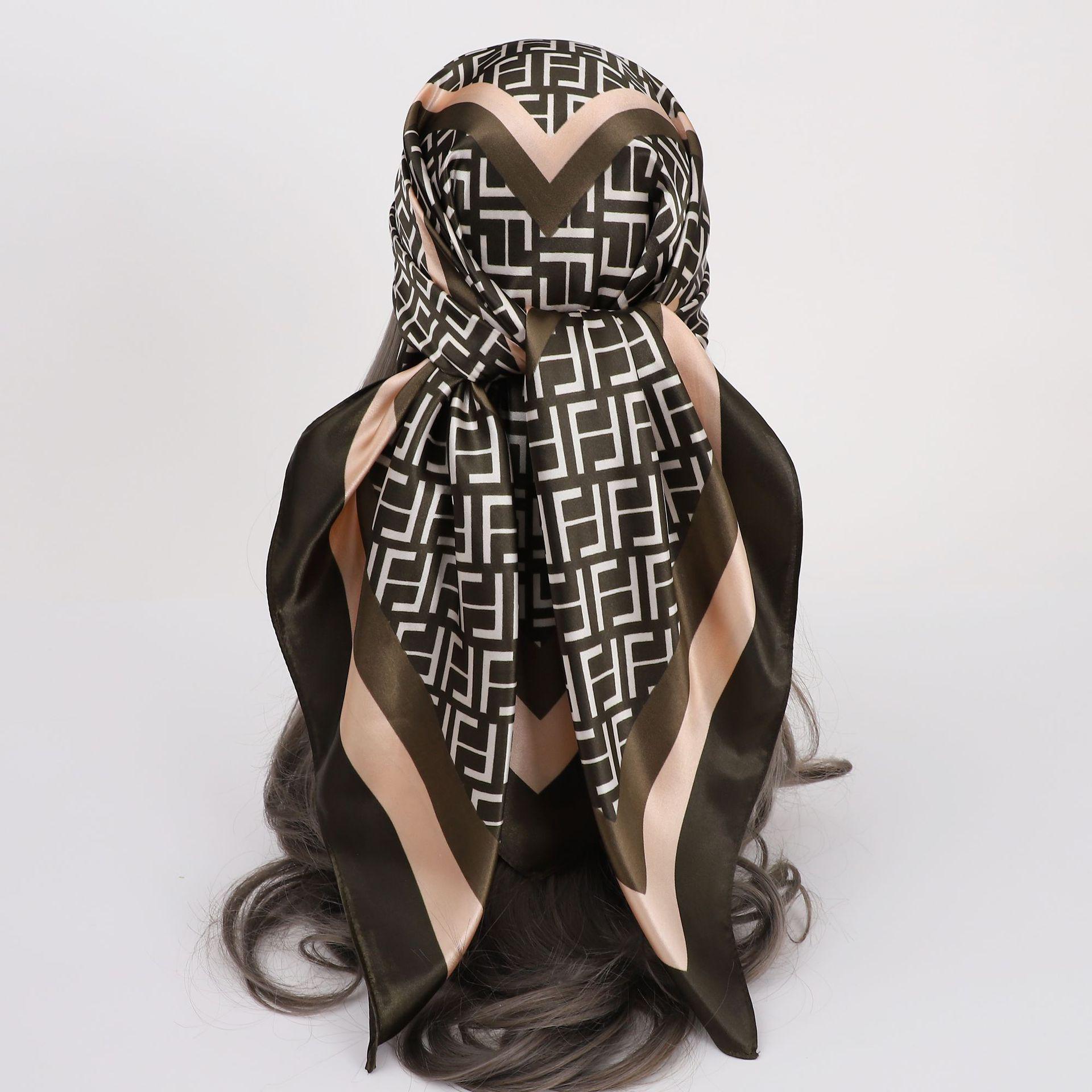 

Европейский и американский квадратный шелковый шарф: Женский платок на голову 90x90 см, узорчатый шейный платок 90cm