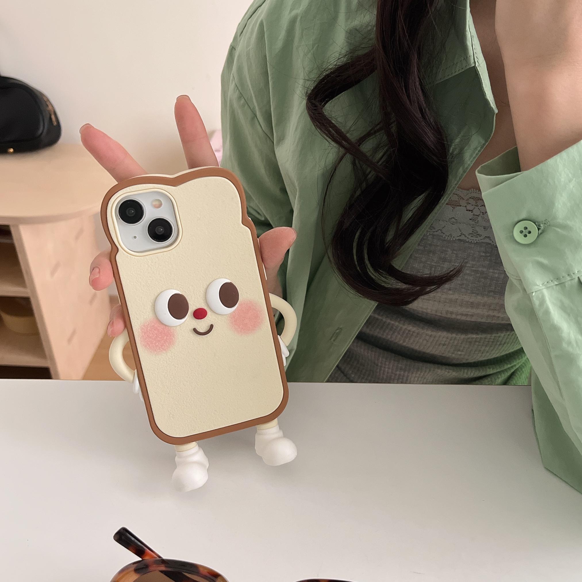 

For iPhone 15 Silicone Case Cute Design Shockproof Phone Back Cover Light Toast