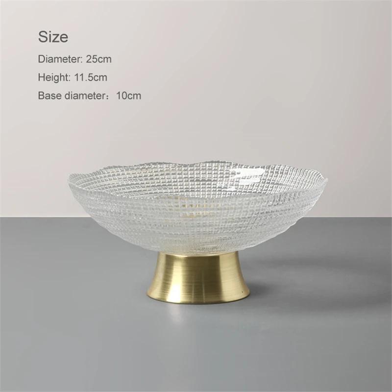Kreative Glas Obstschale Wohnzimmer Teetisch Heim Snackteller Metall Glas Aufbewahrungsbox Obstkorb Schalen und Tabletts Teller