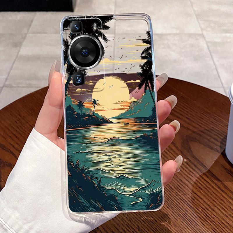 For Huawei P60 Pro Casing Transparent Ultra-thin Clear TPU Silicone Soft Phone Case Luxury Cute Love Rabbit Funny Pattern Cover