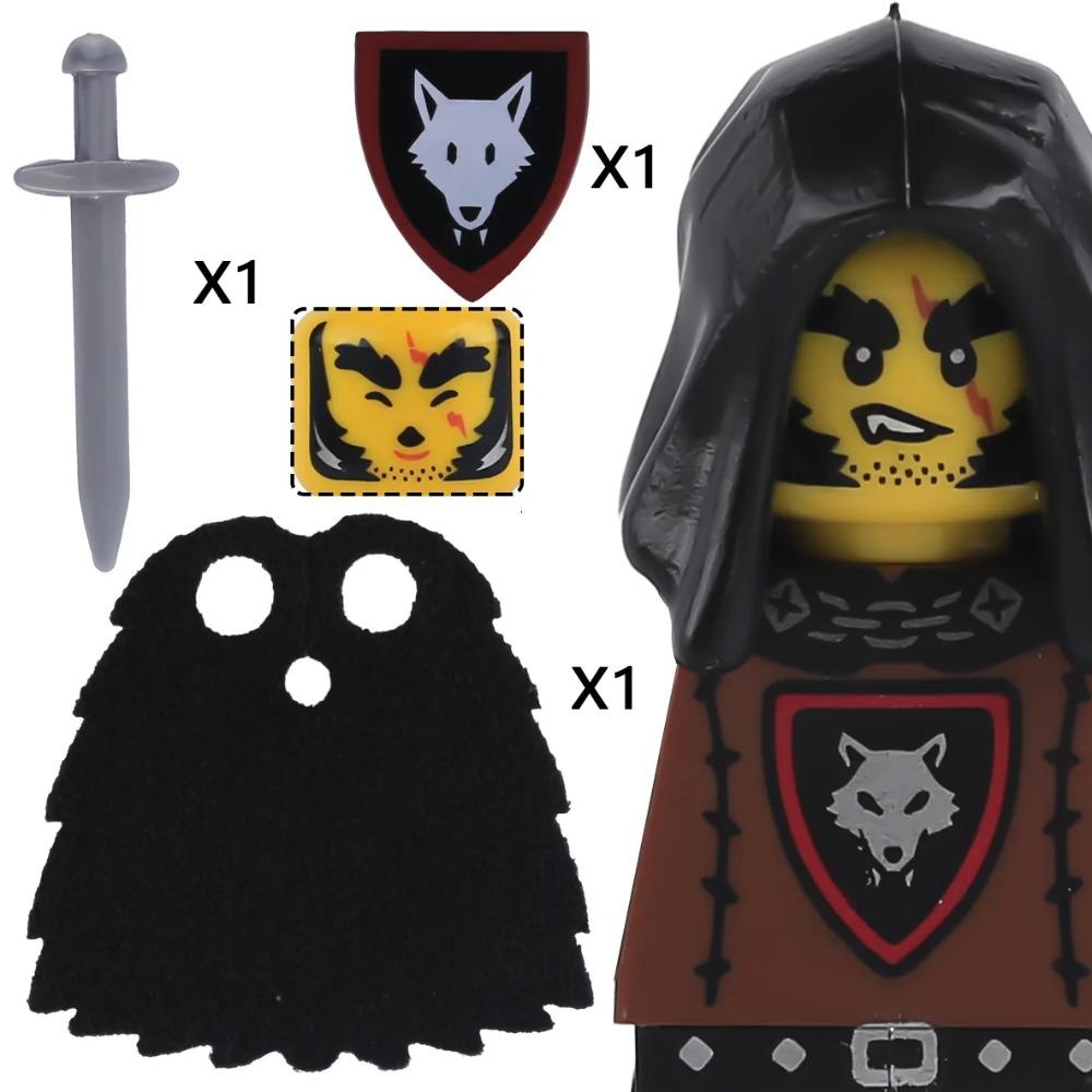 

MOC Замок Волк Рыцари Фигурки Строительные блоки Средневековые Военные Солдаты Стража Рейнджер Воин Щиты Плащ Оружие Кирпичики Игрушки