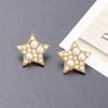 Korean Style Retro Women's Zinc Alloy and Imitation Pearl Star Stud Earrings