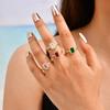 Luxurious Rectangular Zircon Ring for Women,Gold Plated Simple Big Rings Adjustable,Fashion Wedding Party Jewelry Gift