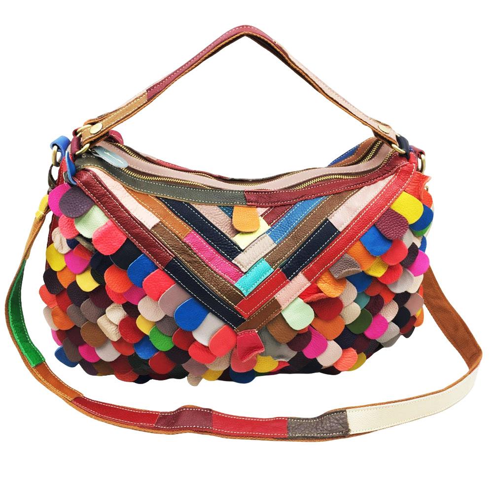 

Женская сумка, модная кожаная женская сумка, цветная кожаная, сшитая вручную, маленькая сумка-мессенджер из листовой чешуи разноцветный