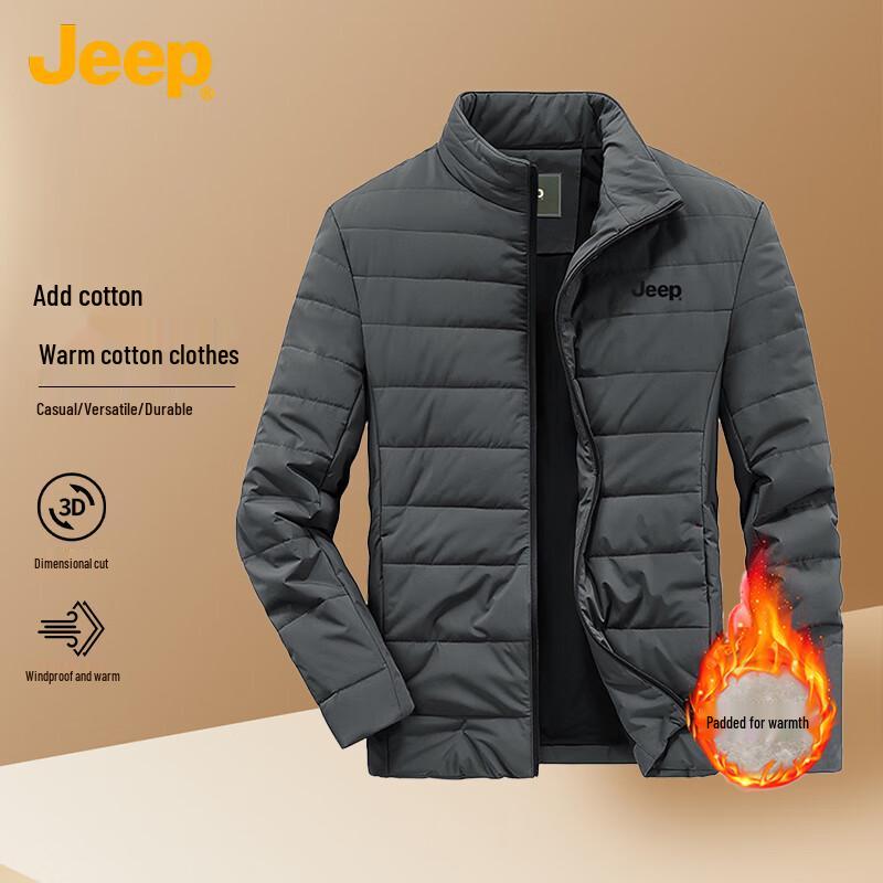 Jeep Men's Winter Fleece Lined Cotton Padded Jacket