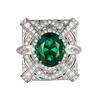 Necklace Earring Ring Set Jewelry Live Broadcast Emerald Color Treasure High-end Fashion Women's