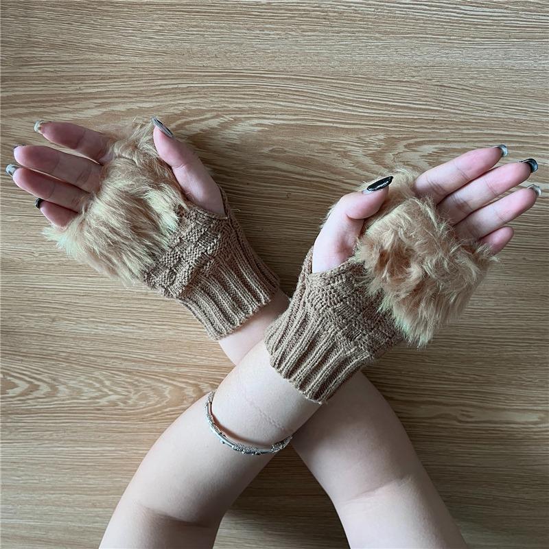 Women's Fingerless Gloves Plush Warm Soft Comfortable Windproof And Cold Proof Clothing Party Favor Short Ladies Gloves