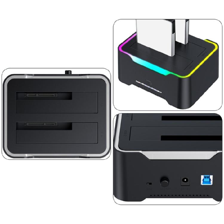 Double Bay Hard Drive Enclosure USB3.0 for 3.5 and 2.5inch Drives Docking Station with Convenient Offline Clone
