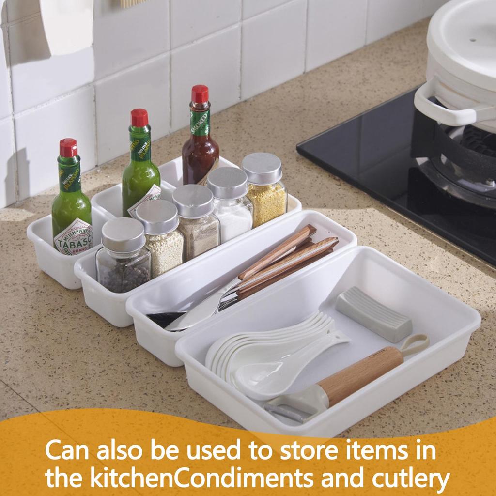 Drawer Organiser, Interlocking Drawer Dividers Plastic Storage Trays,8Pcs  3 Sizes Uncluttered Storage Drawer Tidy Trays Dividers