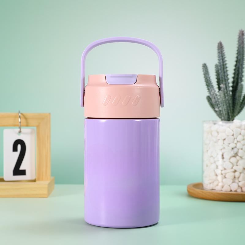 

Кружка из нержавеющей стали 316, уличный портативный спортивный чайник для мужчин и женщин, высококачественные соломенные чашки, портативные цветочные чашки 550ml фиолетовый