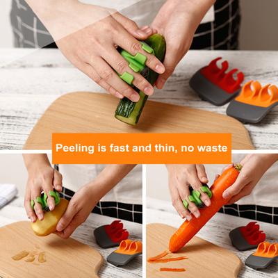 Finger Grip Palm Peeler for Fruit Vegetable Stainless Steel Rubber Handle Peeling Tool