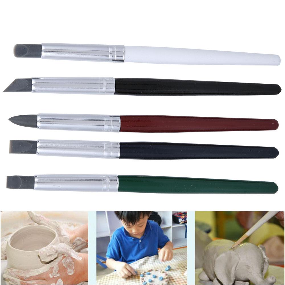 5Pcs Clay Shaper Pen Silicone Soft Head DIY Sculpture Pottery Carving Painting Tool