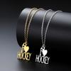 My Shape Fashion Letters I Love Hockey Pendant Necklaces Stainless Steel Heart Charm Chain Choker Jewelry Gifts for Hockey Fans
