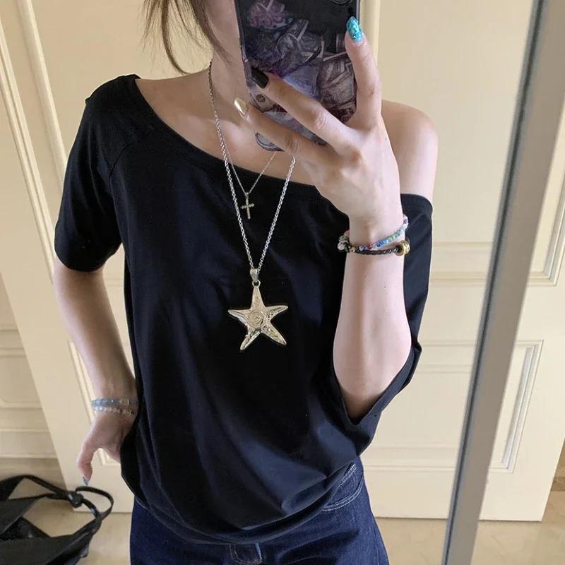 T-shirts Women Solid Simple Summer Casual Short Sleeve All-match Young Girls Streetwear Y2k Top Aesthetic Clothes Ins