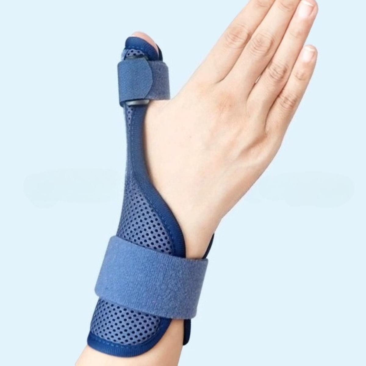

Thumb Splint Brace Immobilizer for Fracture, Sprain, Arthritis, Post-Surgery Support &amp; Pain Relief Single finger model [large] синий