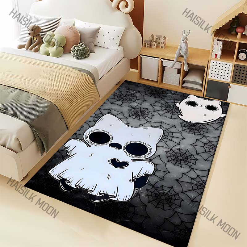

Dark Series Ghost Cat Pattern Carpet for Living Room Bedroom Bedside Floor Mat Cloakroom Sofa Area Rugs Halloween Decor 40x60cm