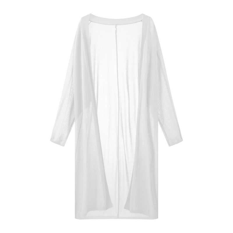 

Ice Silk Sun Protection Clothing Women s Summer Mid Length Long Length Loose Slimming Thin Shawl Air Conditioning Blouse Knitting Cardigan Outwear White XL
