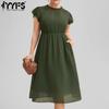 Women's Fashion Summer Spring Short Sleeve O-Neck High Waist Casual Dresses