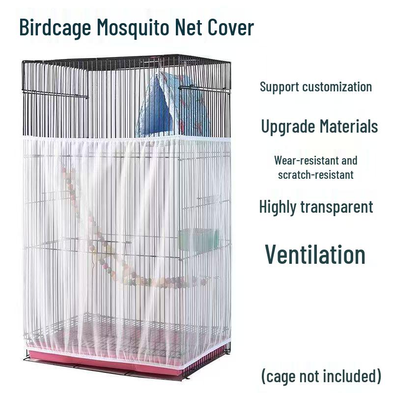 Universal Splash-Proof Parrot Cage Mesh Cover - Anti-Feather Flight Baffle for Square or Round Cages