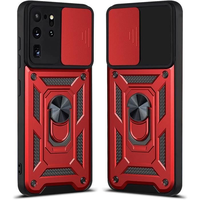 Coque de protection - PROSHOP - pour Samsung S20 Ultra - Rouge - Antichoc - Caméra coulissante